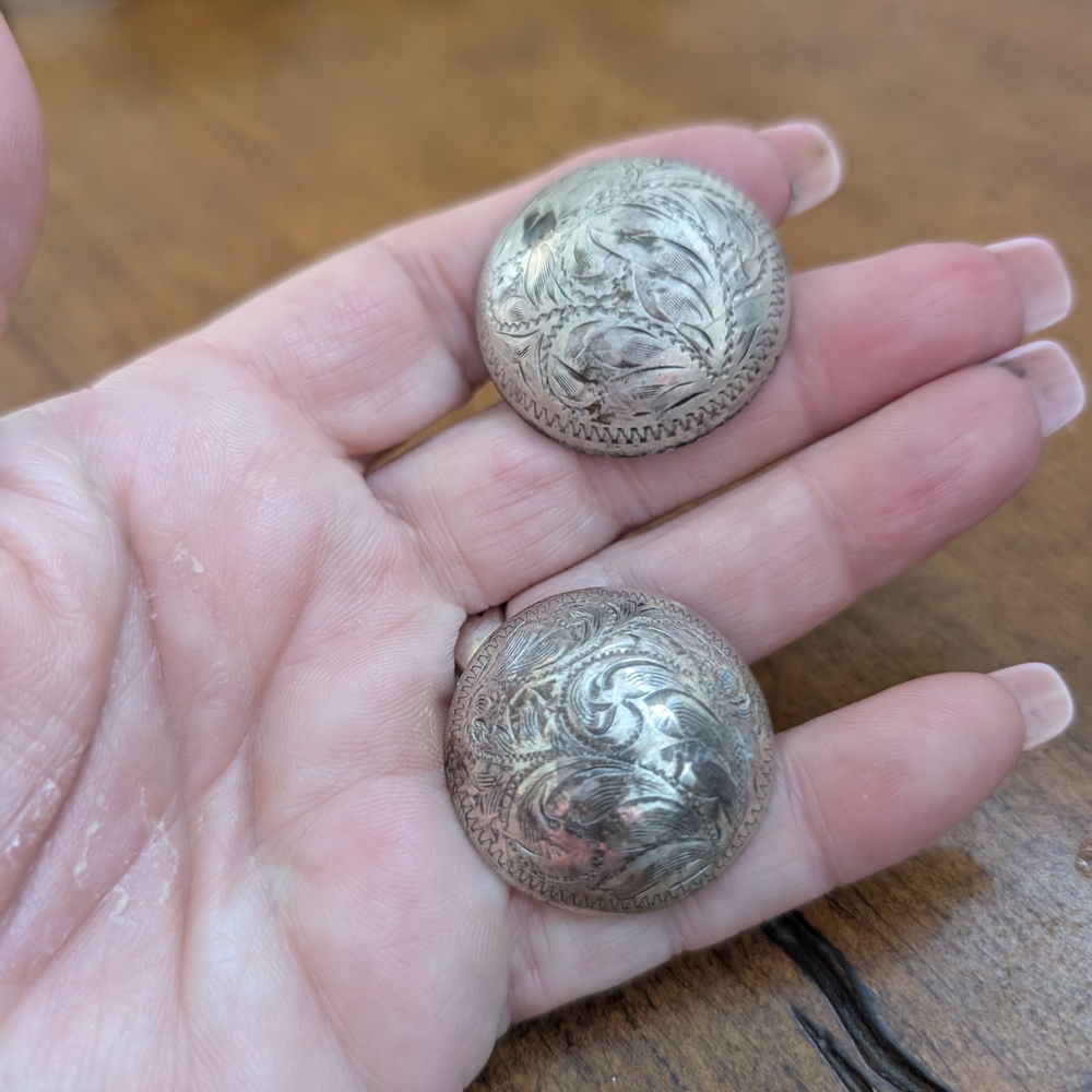 2 Silver Western (Button's?) Need To Be Polished